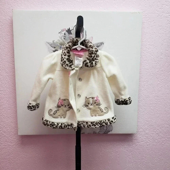 Young Hearts Coat with Cats and Animal Trim - Picture 1 of 5